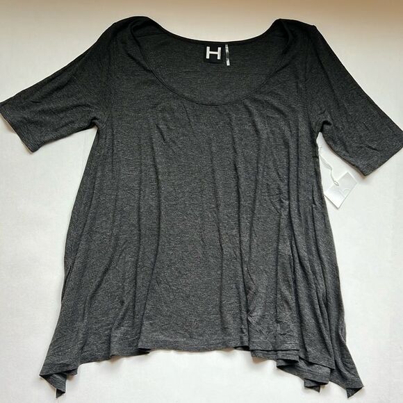 H by Bordeaux Grey Short Sleeve Long Sides Top Size Small NWOT - Picture 1 of 5